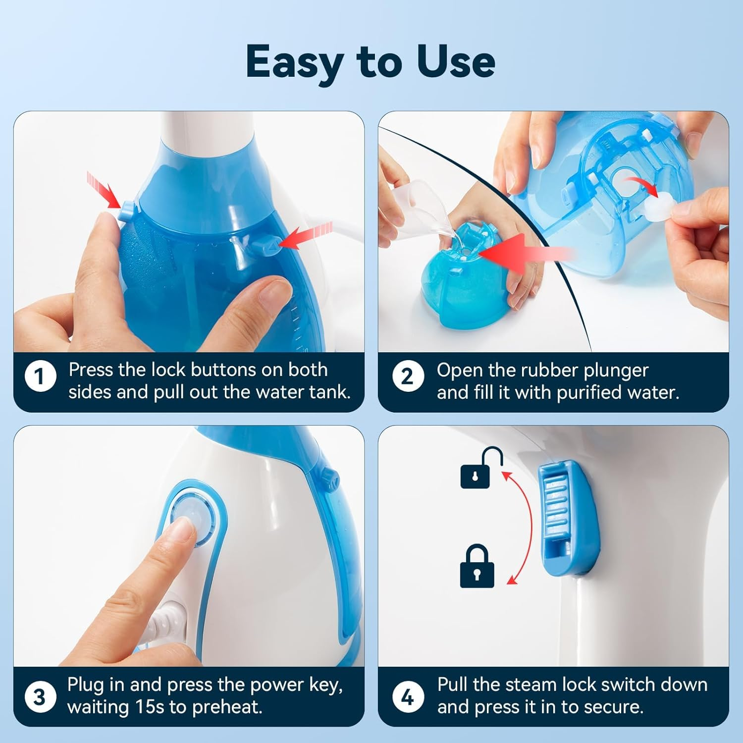 MUYXGYFE Garment Steamer,Handheld Clothes Steamer with Brush Ironing Gloves, 15-Second Fast Heat-Up, Fabric Wrinkle Remover,Travel Steamer Iron for Clothes, Curtains and Bedding image number 3