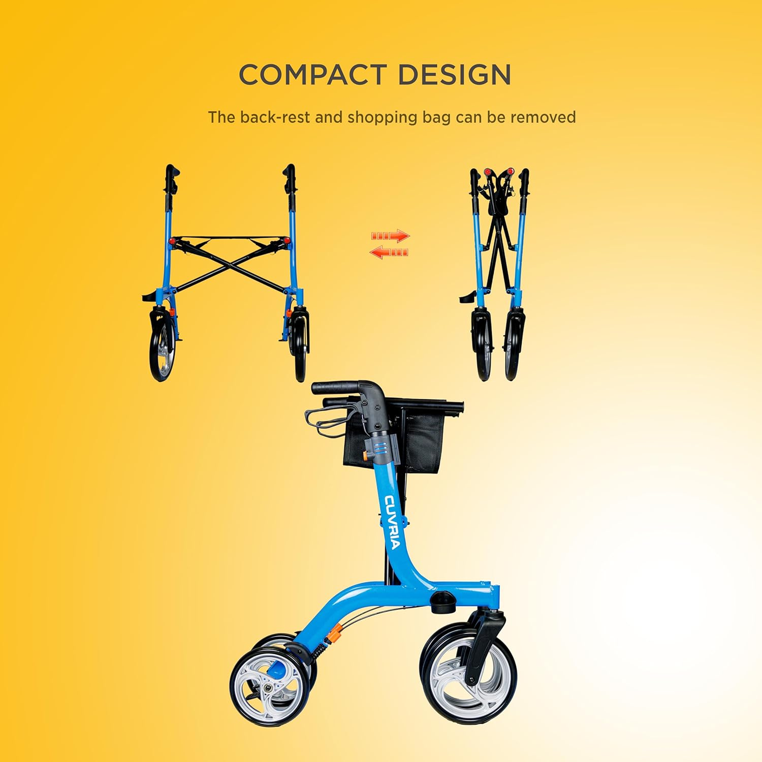 Australia Rollator|4 Wheel Walkers with Seat and Brakes for Seniors, with Seat, Backrest, Basket, Large Wheels, Lightweight Mobility Walking Aid Support up to 136 Kg, Ideal for Senior or Individuals with Mobility Challenges - Blue (Blue) - Red image number 6