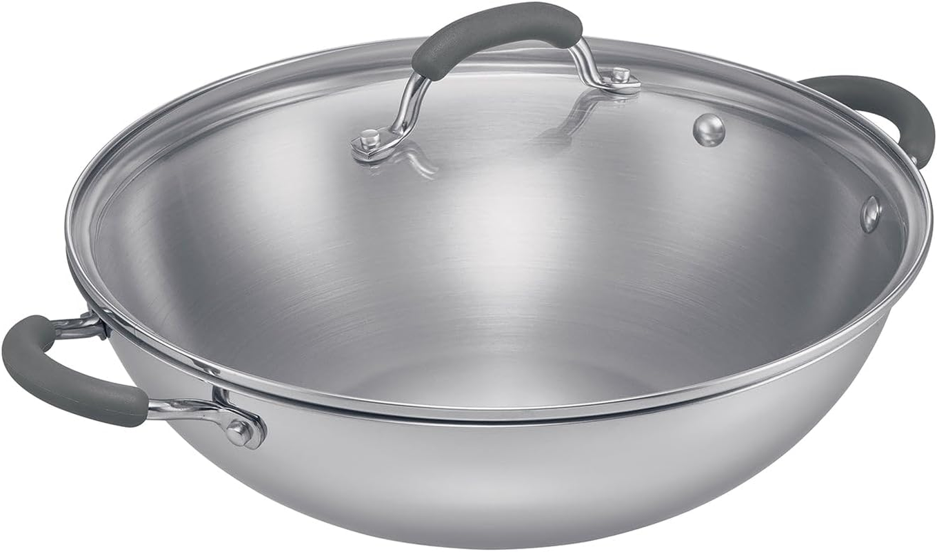 RACO Reliance 32Cm Stainless Steel Wok - Induction Compatible, Dishwasher & Oven Safe, Covered Wok with Tempered Glass Lid, Heat-Resistant Handles, All Stovetops image number 2