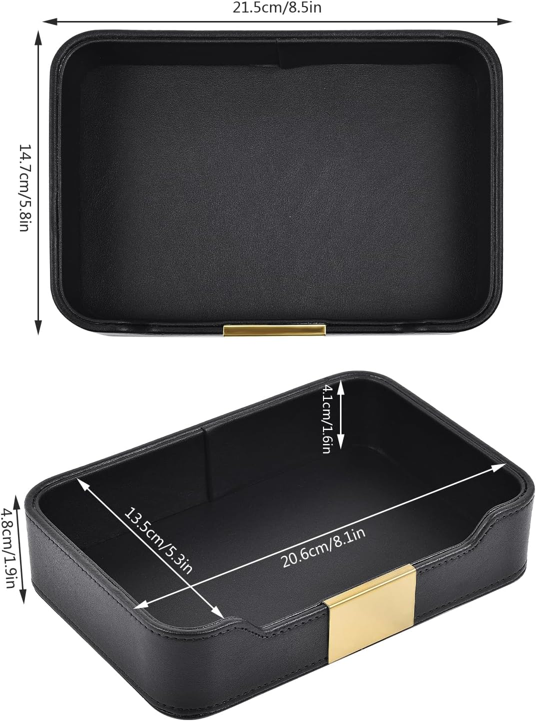 XNONE Luxury Leather Pocket Empty Tray Organiser, Storage Box, Faux Leather Storage Tray, Key Shell for Watches, Mobile Phones, Jewellery, Keys, Coins, Purse and Office Equipment, Black image number 4