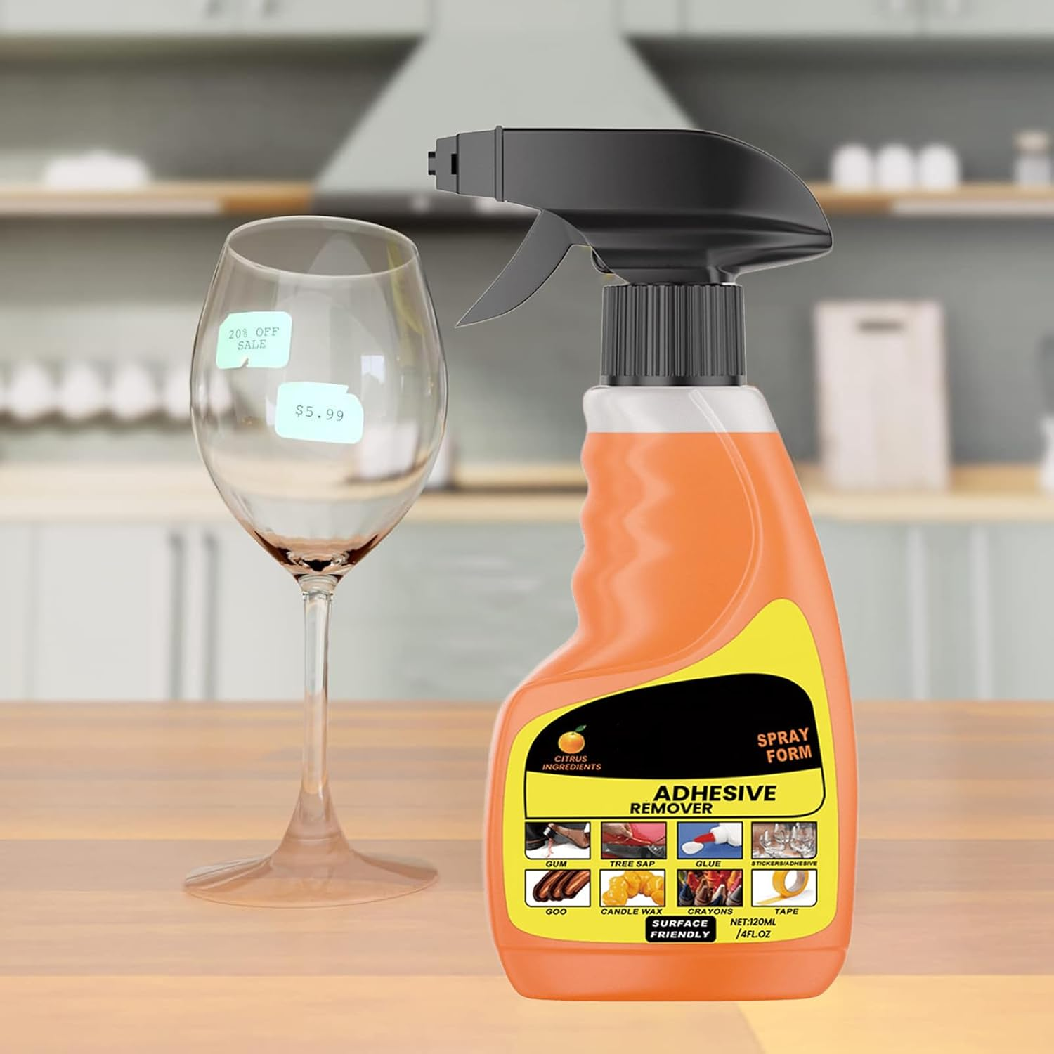 Adhesive Remover Spray Gel, Removes Chewing Gum, Grease, Tar, Stickers, Labels, Tape Residue, Oil, Blood, Lipstick, Mascara, 120Ml with Sticker Lifter image number 4