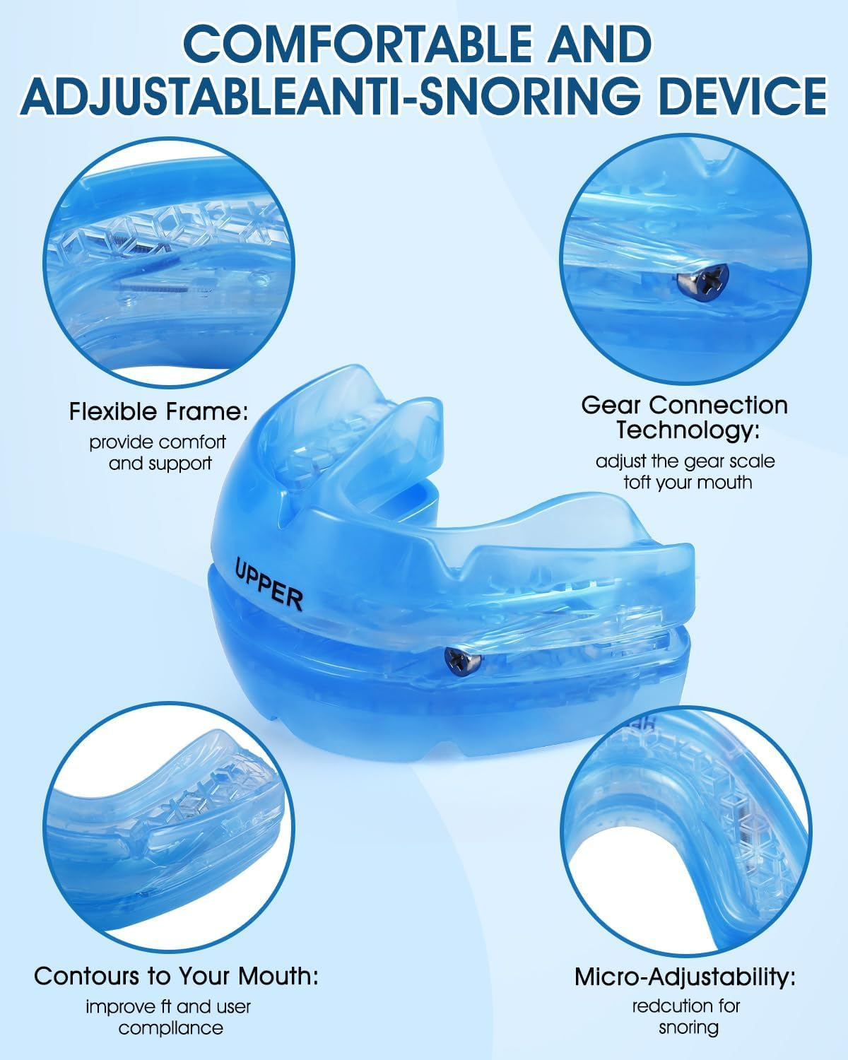 Anti Snoring Device- BPA Free anti Snoring Mouthpiece Mouth Flexible Adjustable Effective Reduce Clenching & Pain anti Snore Solution for Men and Women Reclaim Peaceful Sleep with Portable Storage Box image number 6