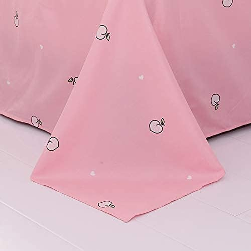Erosebridal Cartoon Duvet Cover Set Full Pink Peach Bedding Kid Kawaii Girl Lovely Comforter Cute Fruits Quilt Tropical Plant Reversible Soft Bedspread Room Decor image number 7