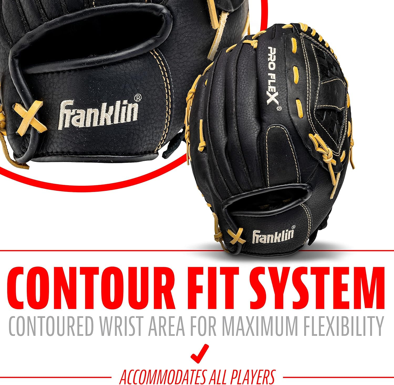 Franklin Sports Baseball Glove - Proflex Adult Baseball + Softball Glove - Baseball + Fastpitch Softball Outfield Mitt - Left Handed Throw + Right Handed Throw image number 2