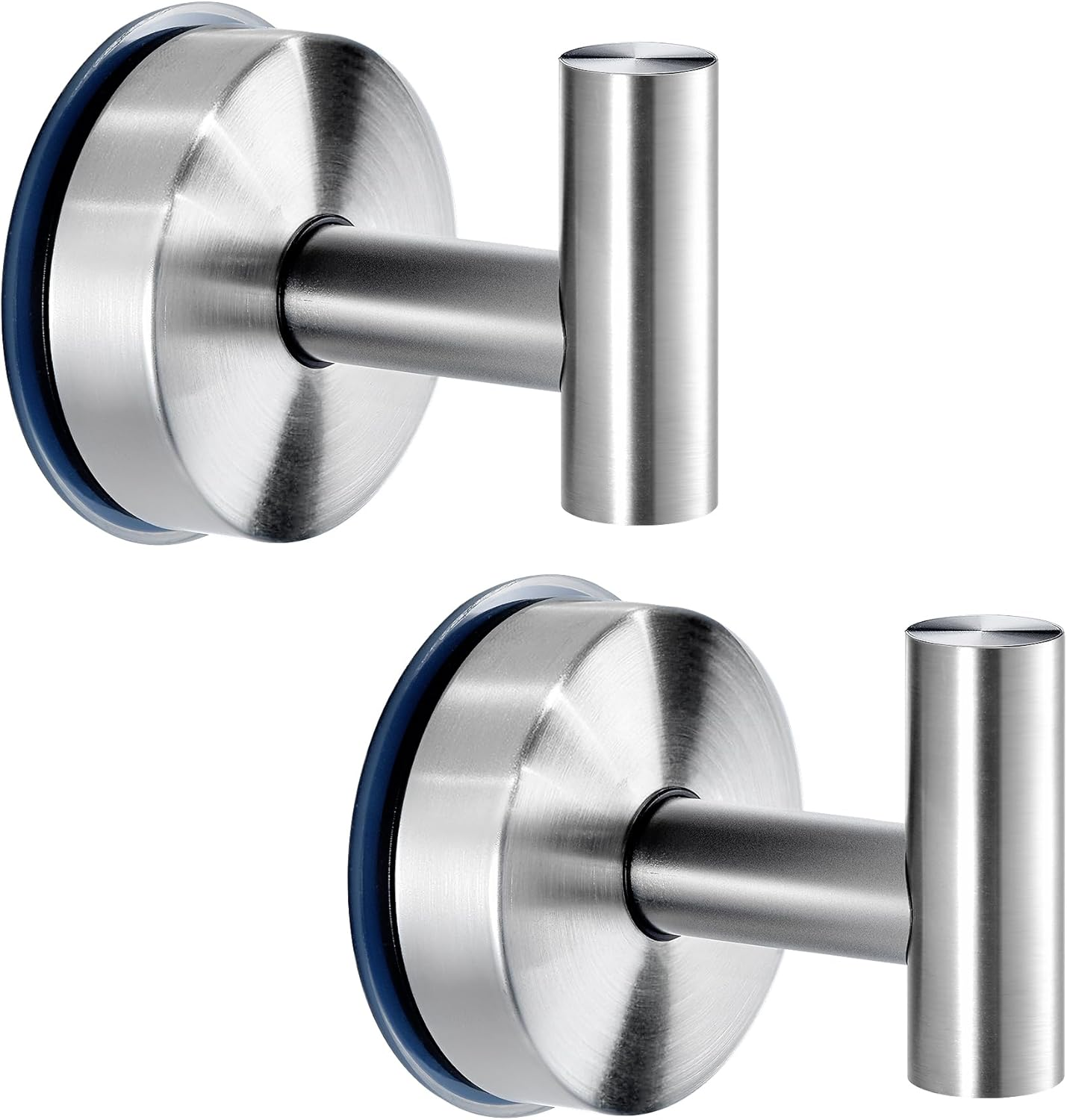 JOMOLA Suction Cup Hooks Shower Wall Stainless Steel Vacuum Shower Hook Heavy Duty Bathroom Suction Towel Holder for inside Shower Coat Hooks Wall Hanger for Door Glass Kitchen Brushed Silver 4Pcs