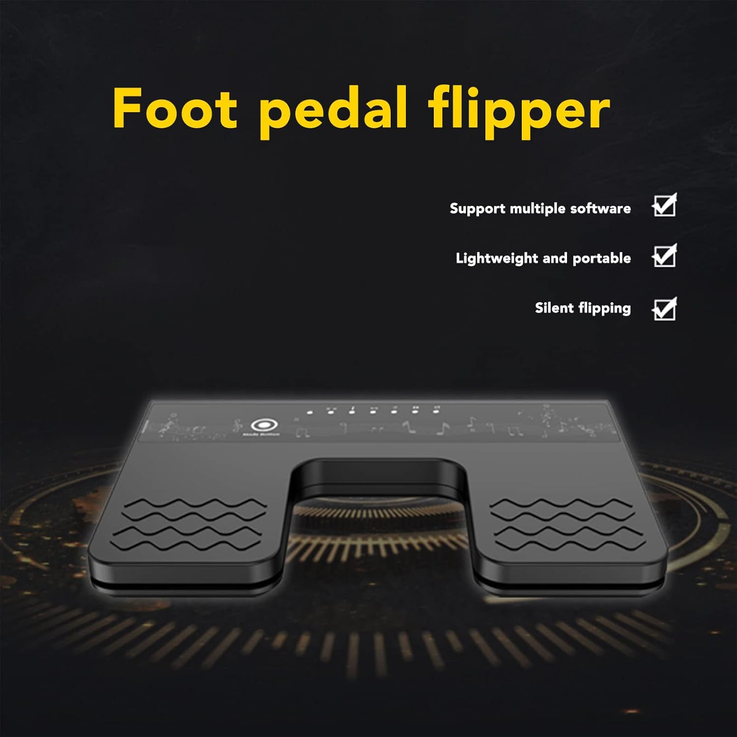 Wireless Page Turner Pedal, Bluetooths Silent Foot Pedal Page Turner for Ios for Android for Win, Rechargeable Wireless Multimedia Controller Key Switch for Tablet Smartphone PC image number 4