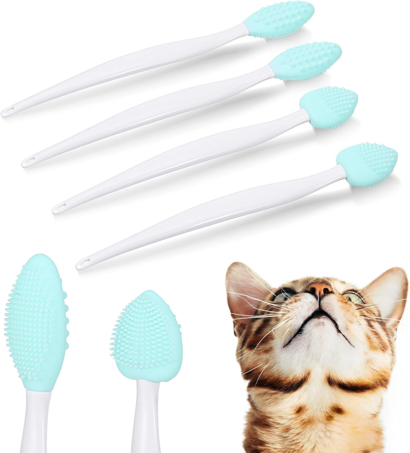 4Pcs Cat Acne Chin Treatment, Black Seed Soft Silicone Grooming Scraper, for Chin Acne & Blackhead Exfoliation, Double-Sided Brush image number 3
