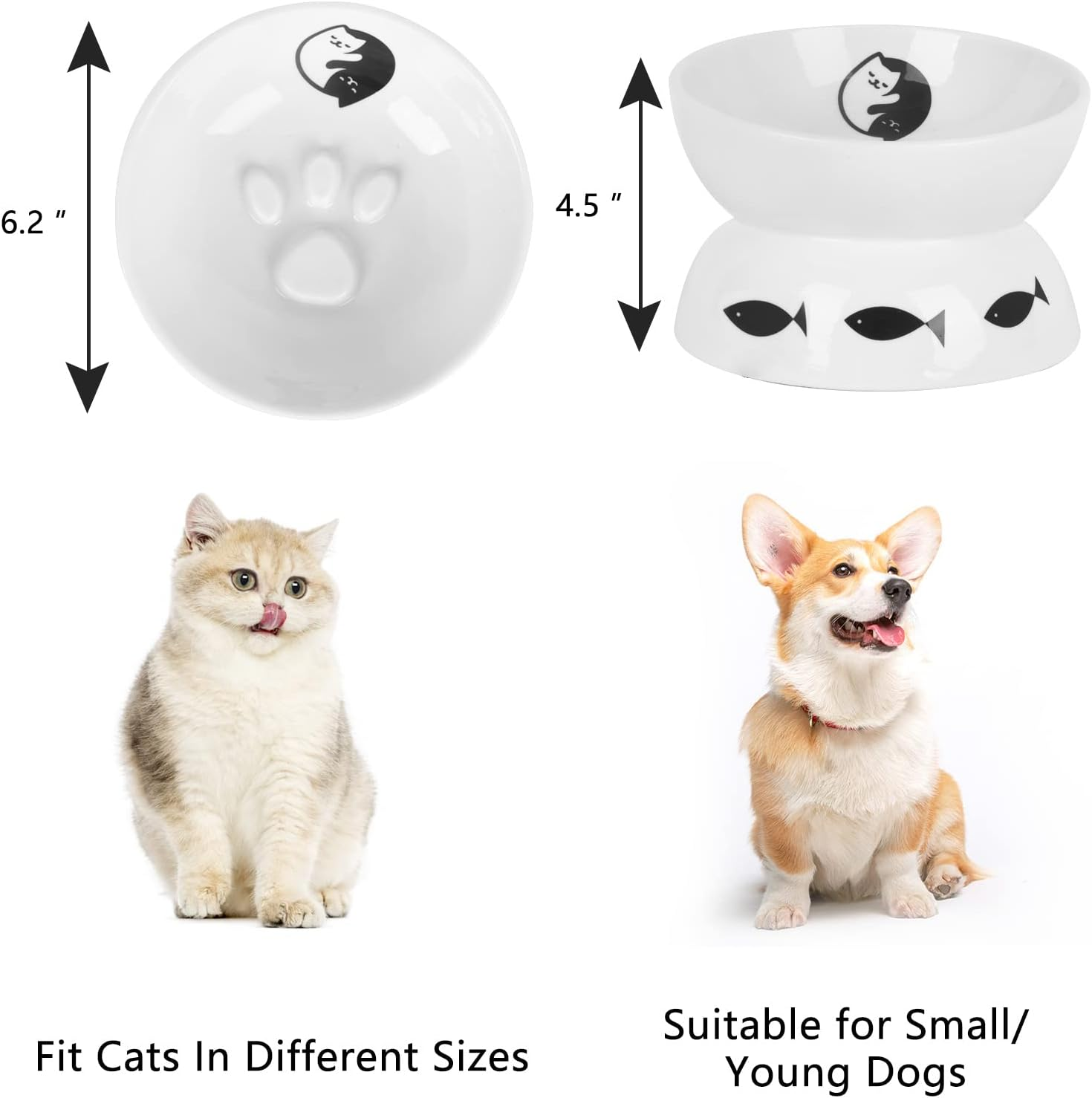 Vencer Cat/Small Dogs Slow Feeding Bowls, Raised Cat/Dog Food Bowl/Water Bowl,Elevated Cat Dog Dish,Pet Bowls for Cats or Small Dogs,Vcb-005 image number 6