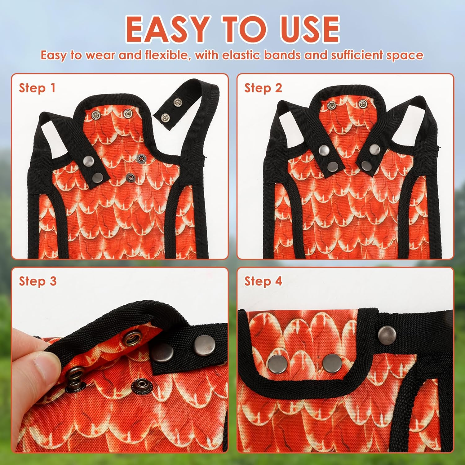 3 Pcs Chicken Saddle, Waterproof Oxford Cloth Chicken Back Protector with Adjustable Strap, Hen Apron for Poultry Back and Side 19X19X0.5 Cm image number 1