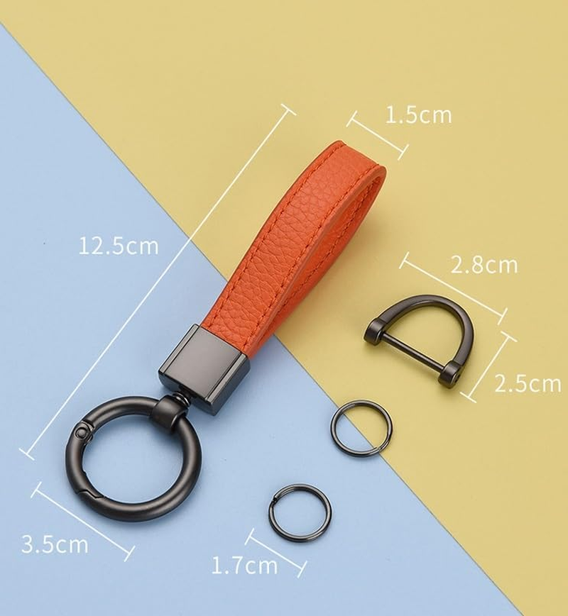 Leather Car Keychain, Leather Key Fob with D-Ring, Anti-Lost Soft Leather Key Chain, Car Accessories image number 1
