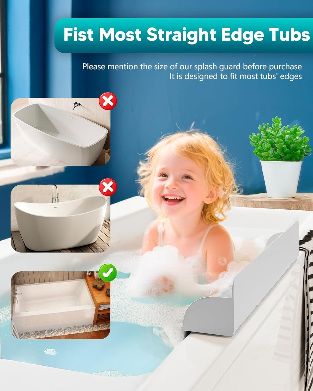 Duseu 1.96-Ft Bathtub Splash Guard, Silicone Bath Tub Tray for Kids, Bathtub Shelf Toy Holder with 10 Strong Suction Cups, No Water Spills in Bathroom & Kitchen Sink, Easy Clean & Fold, Grey image number 4