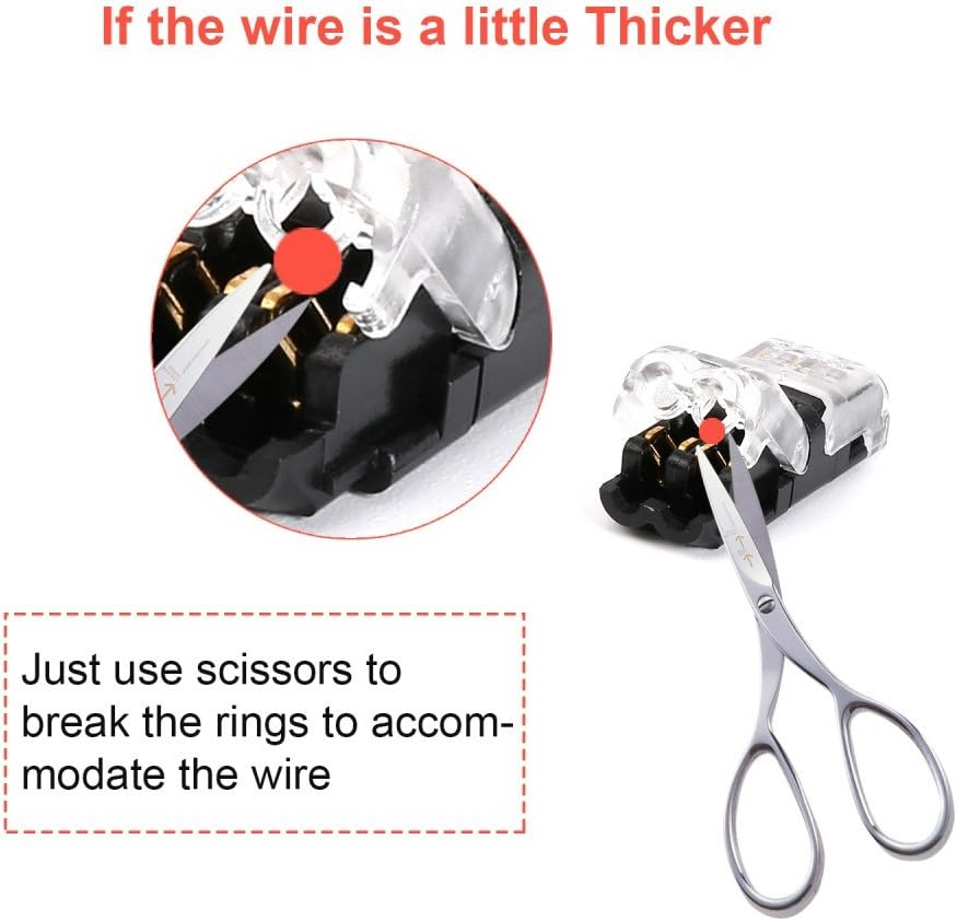 Low Voltage Wire Connectors, TYUMEN 12Pcs 2 Pin 2 Way Universal Compact Wire I Shape Terminals, No Wire-Stripping Required, Toolless Wire Connectors, Quick Splice Wire Wiring Connector for AWG 20-24