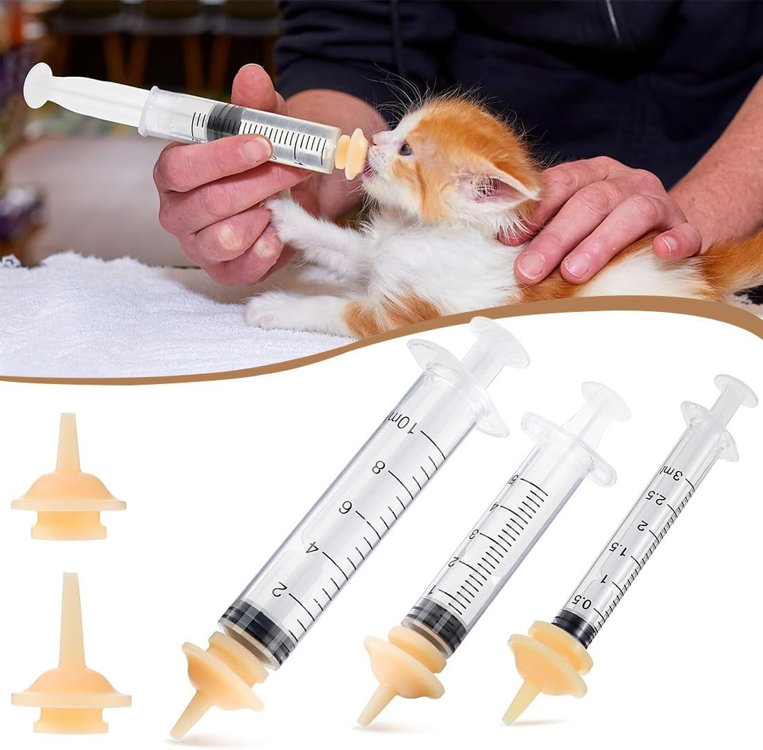 JEYORZY Pack of 5 Pet Feeding Silicone Nipples, Cat Milk Breeding Bottle for Puppies, Kittens, with Syringes, Plastic Syringe, Feeding Syringes Small Animals, for Puppies, Dogs, Cats or Other Pets image number 5