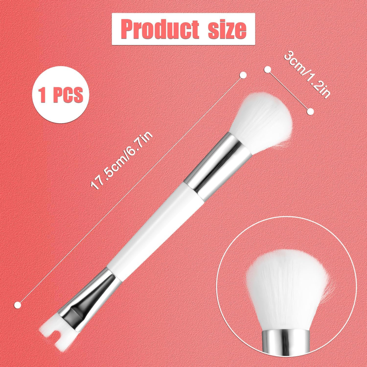 NQEUEPN U Shaped Dual End Nose Contour Brush, Synthetic Fibers, White, for Contour, for Face Blending image number 3