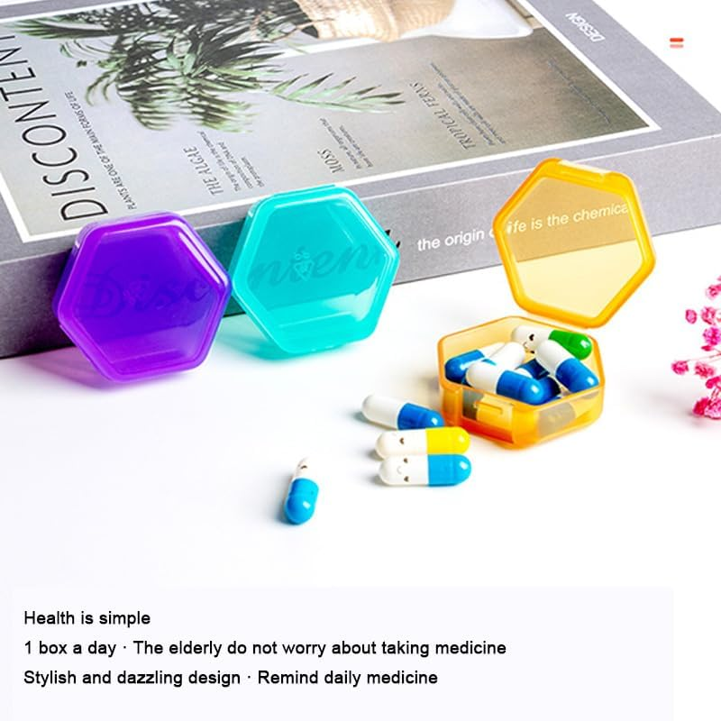 3 Packs Small Pill Organizer, Travel Pill Container Mini Pocket Pill Organizer Daily Single Pill Containers Portable Medicine Holder for Purse Vitamin Fish Oil Supplements (Mixed Color) image number 6