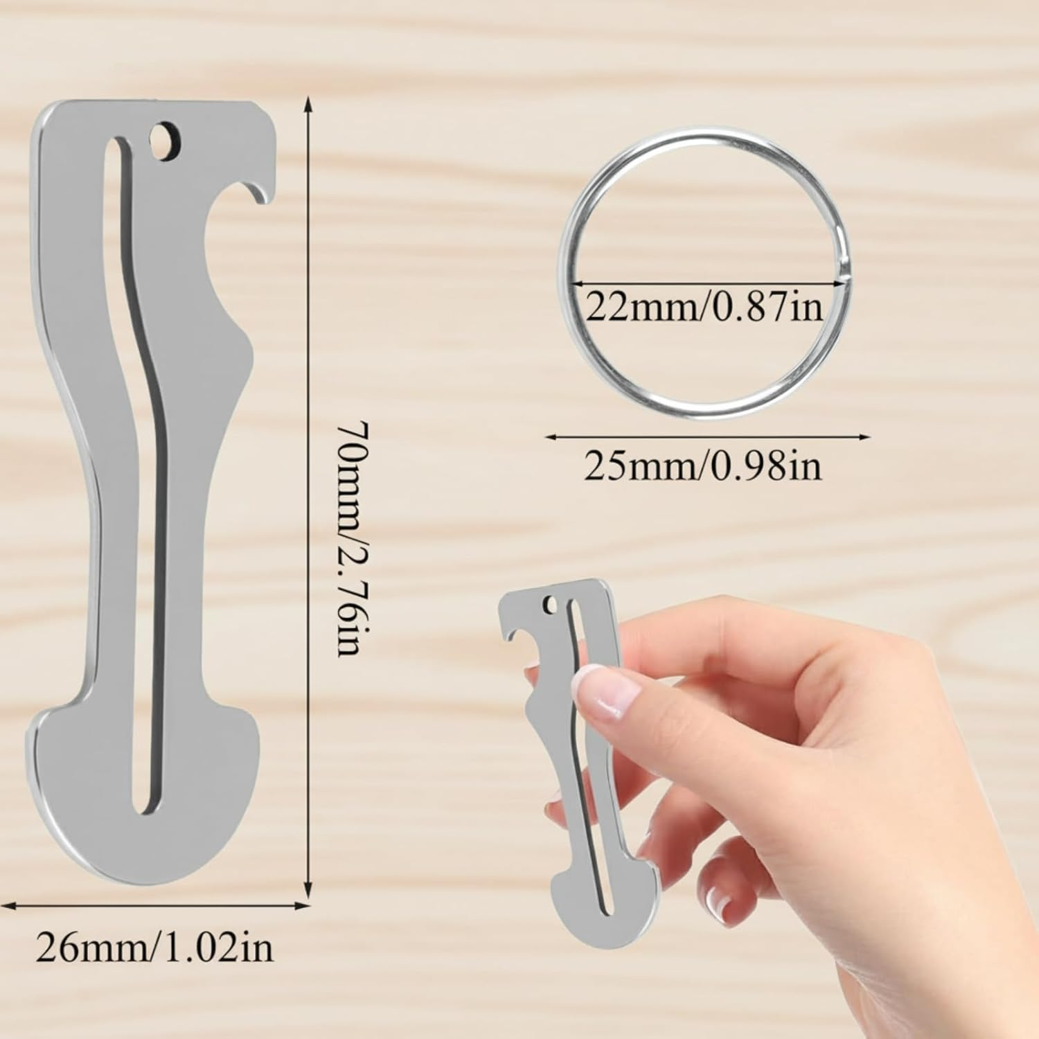 6 Pcs Titanium Steel Shopping Trolley Key, Anti-Lost Keychain with Bottle Opener, 3-Shapes Universal Fit for Supermarket Carts (2) image number 1