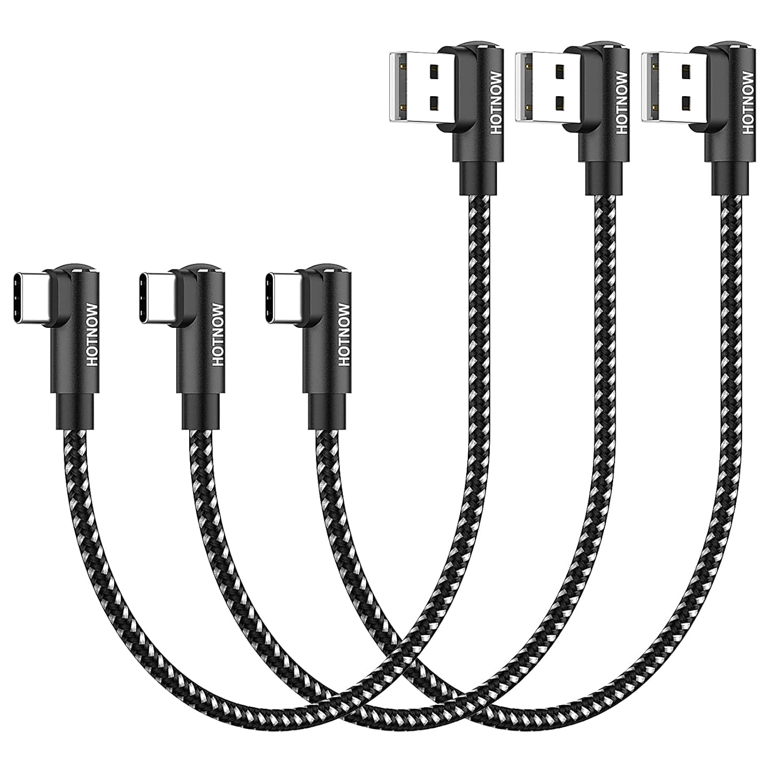 HOTNOW Short Right Angle USB to USB C Cable 30Cm 3Pack, 0.3M 90 Degree USB C Charging Cable Compatible with Iphone 17 16, Galaxy S25 S24, Power Bank and Other Type C Devices image number 2