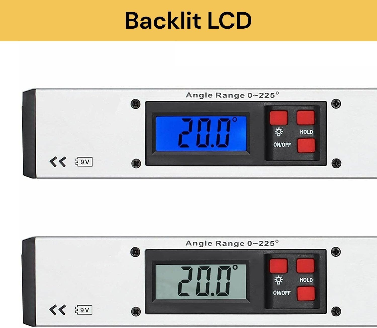 EZONEDEAL Digital Angle Finder Ruler 400Mm/16 Inch Digital Angle Protractor 0~225&deg; Electronic Spirit Level Gauge Meter with Backlit LCD Portable Bag for Roofing Engineering image number 1