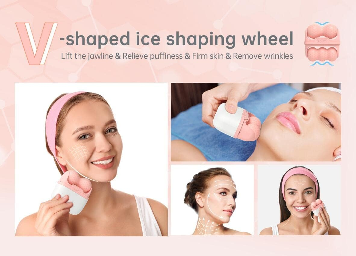 Deashun 2 in 1 Ice Roller for Face Eye, Face Massager Roller for Eye Puffiness, Reduces Wrinkles, Relief Migraine and Minor Injury, Cold Facial Skin Care Tools Ice Roller (Pink) image number 6