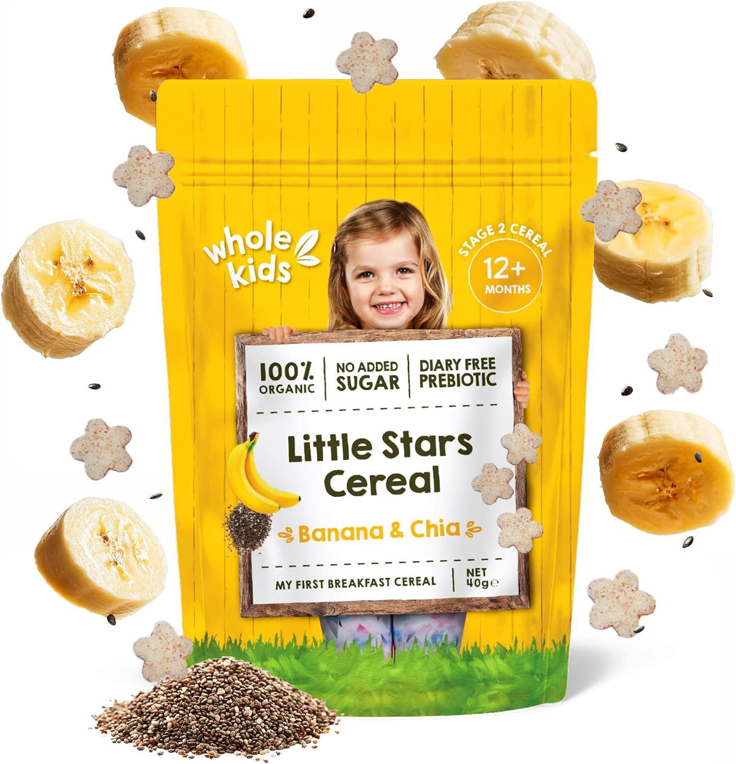 Whole Kids Organic Little Stars Banana and Chia Cereal 40 G image number 2