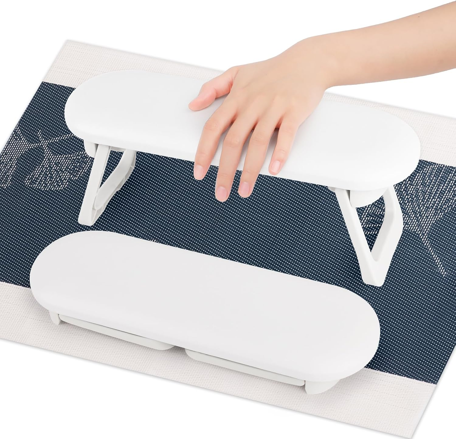 NVIYAM Nail Arm Rest Hand Cushion, Nail Cushion, Non-Slip PU Leather Hand Rest, Non-Slip Manicure Hand Cushion, Foldable Nail Armrest Cushion for Beauty Salons Home Manicure - White