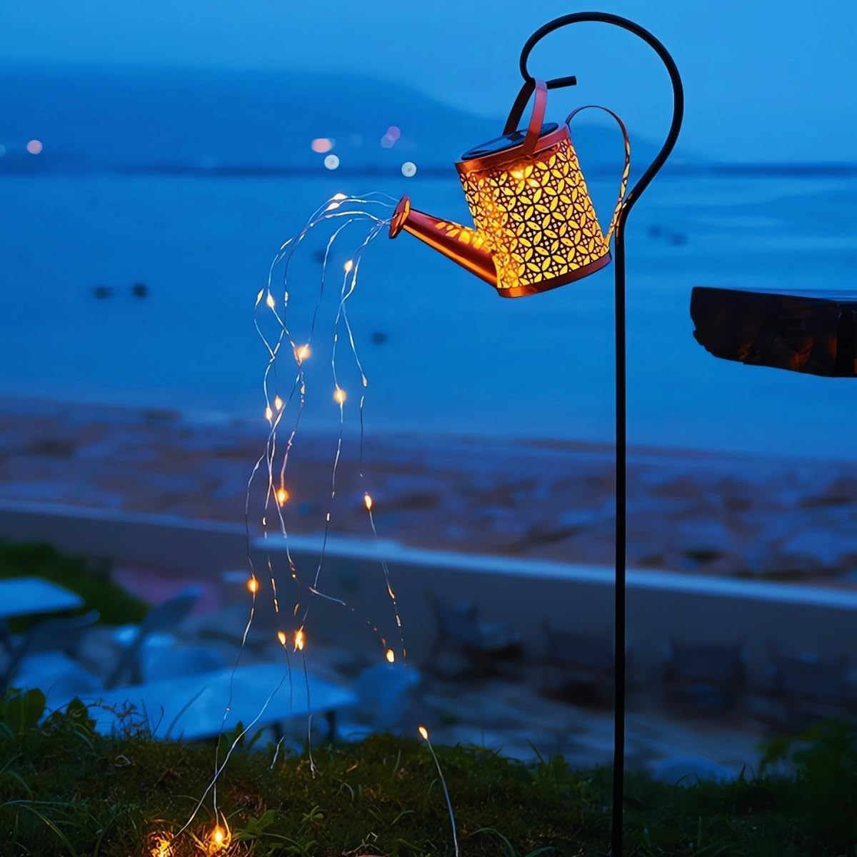 Christmas Solar-Powered Watering Can Lights Outdoor,Solar Outdoor Lights Garden, Waterfall Light,Solar Outdoor Lights Garden, IP65 Waterproof with Bracket for Pathway Yard Patio Backyard Gift image number 6
