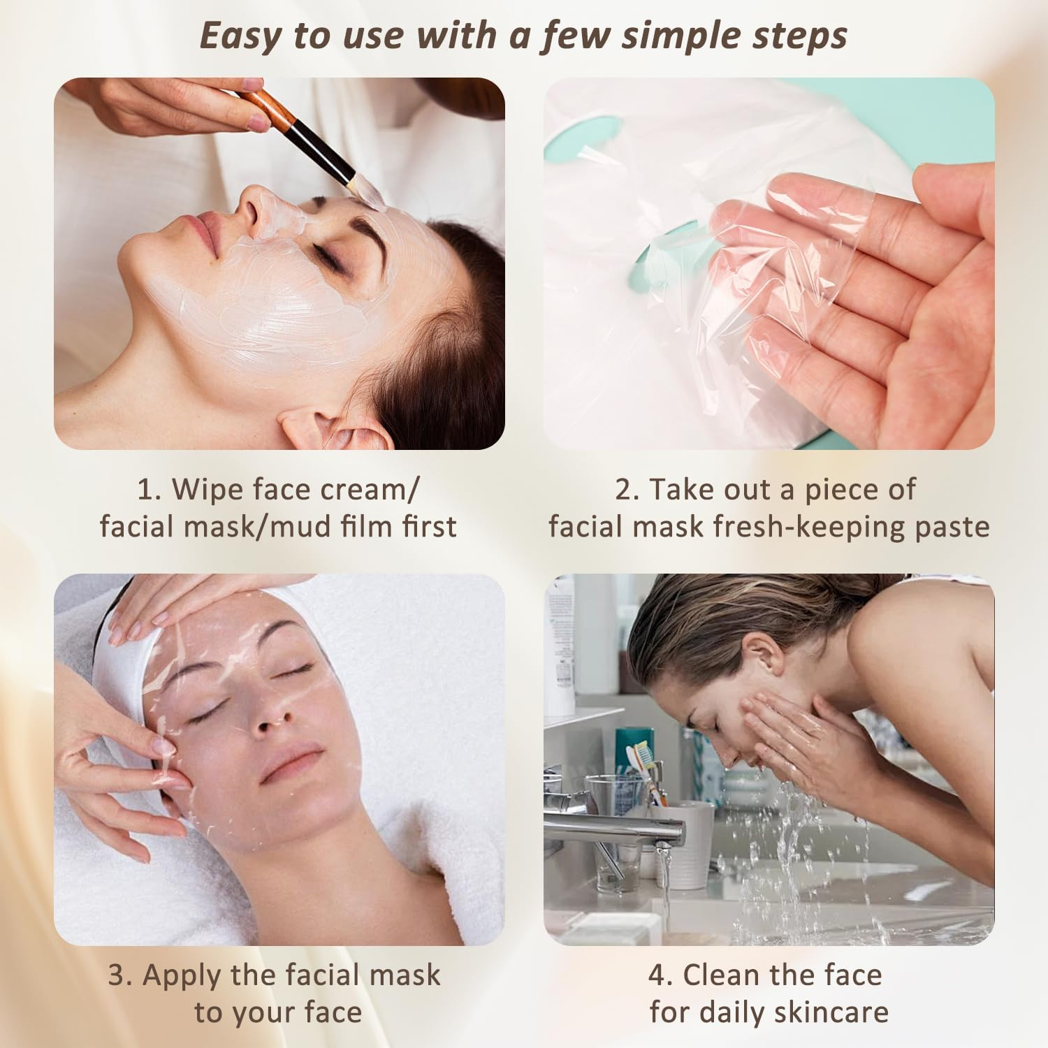 EKIND Facial Mask Film Sheet Thin Plastic Wrap for DIY Clear Spa Treatment(200 Sheets,Transparent)