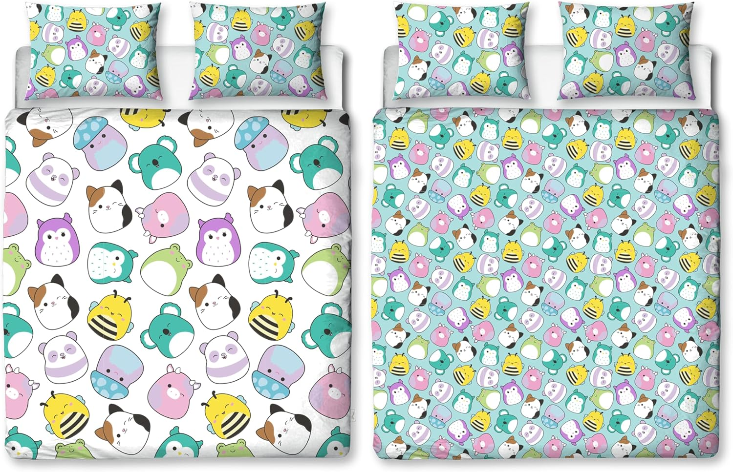 Squishmallows Official Double Duvet Cover Set, Happy Design | Reversible 2 Sided Squish Characters Bedding Cover Official Merchandise Including Matching Pillow Cases image number 6