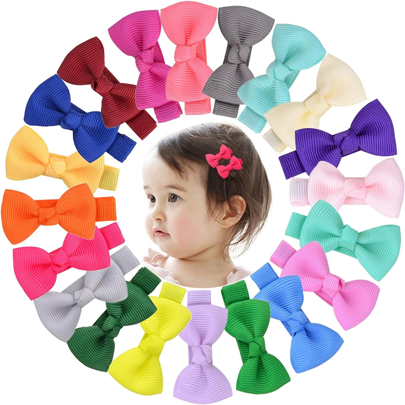 40Pcs Baby Girls Hair Clips, 20 Pairs Alligator Clips for Kids, Non-Slip Hair Barrettes with Cute Bows Clips, Toddler Hair Accessories for Daily Use & Party image number 1