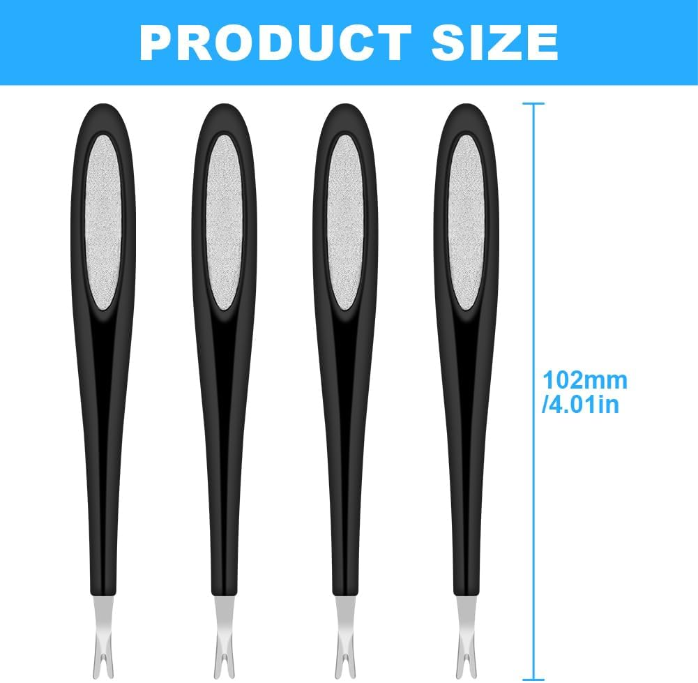 Alaoo Cuticle Pusher with Fork, 2 in 1 Stainless Steel Metal Spatula, Cuticle Pusher, 4 Pieces Cuticle Fork with Nails, Professional Nail Pusher Pusher for Processing Cuticles, Manicures, Pedicures