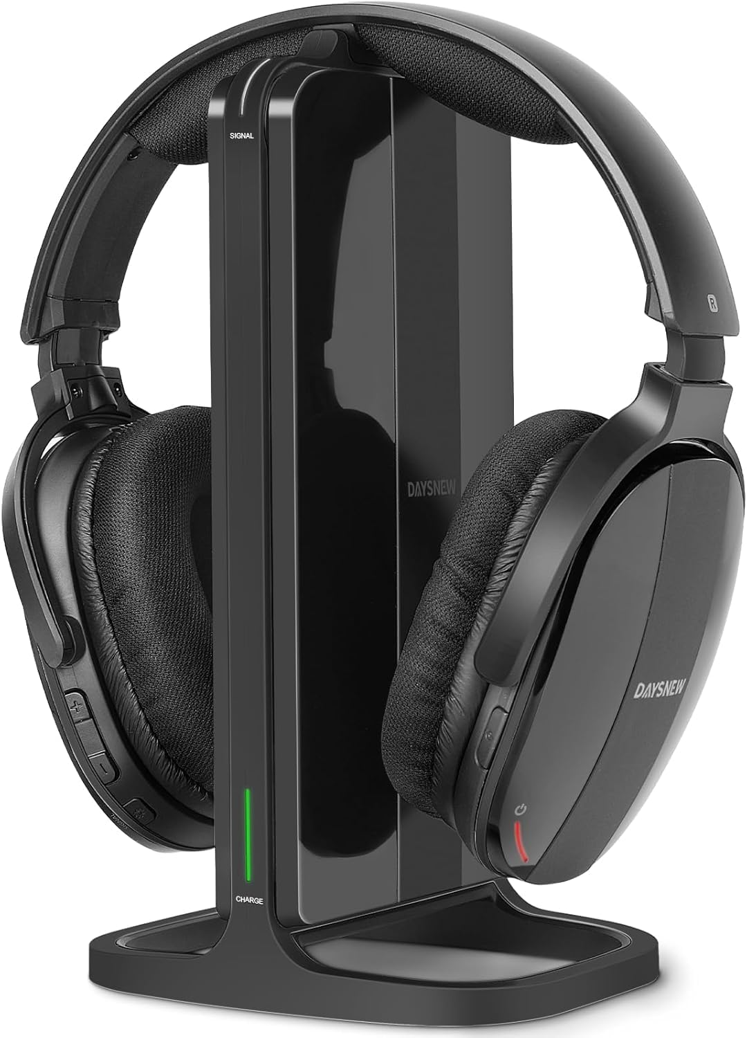 Wireless TV Headphones with Charging Station and RF Transmitter, Comfortable TV Headphones for Seniors, Compatible with All Tvs, Black and Silver