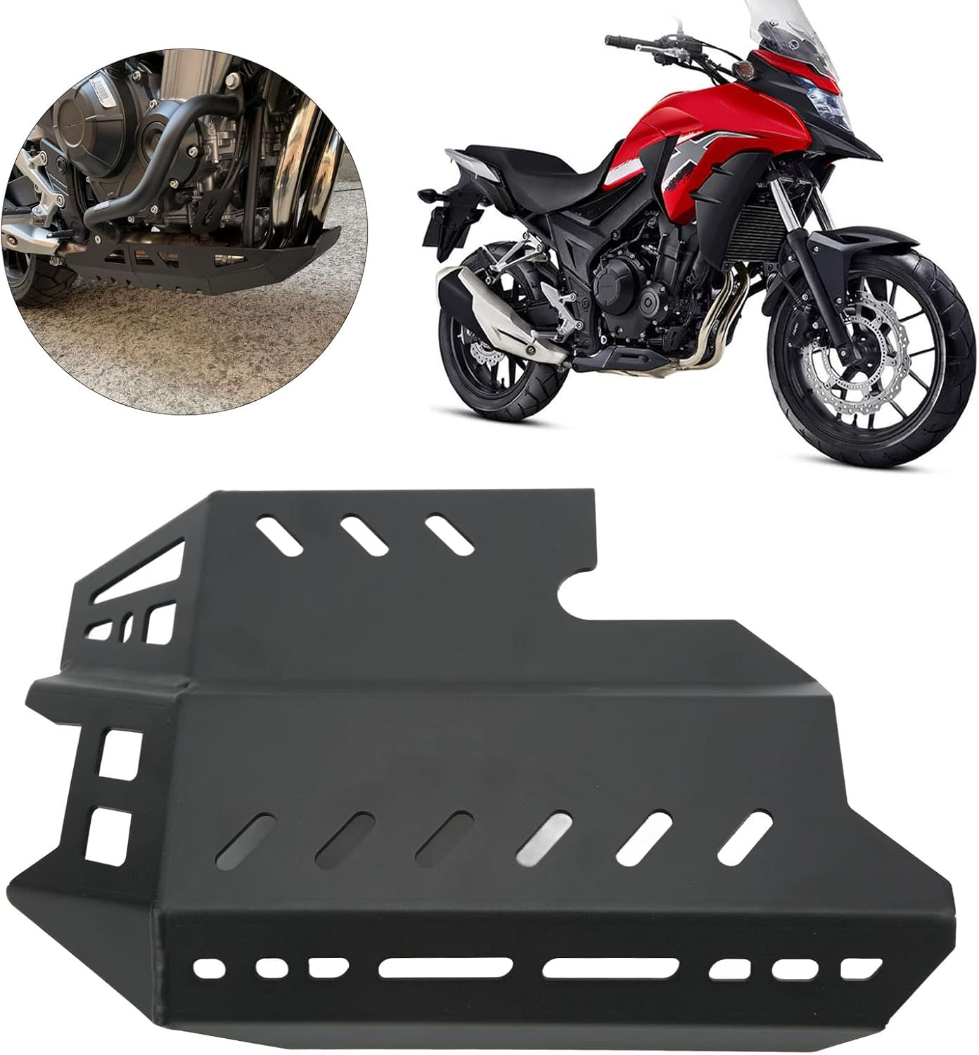 Engine Guard Chassis Skid Plate, Protection Cover Skid Plate, Chassis under Guard Protector Direct Installation Replacement for CB500X CB400X 2017-2021 for Motorcycle(Black) image number 3
