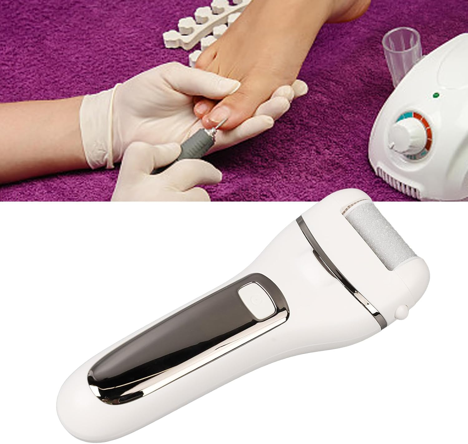 Electric Callus Remover Set Soften Cuticle Foot Scrubber White for Home Spa