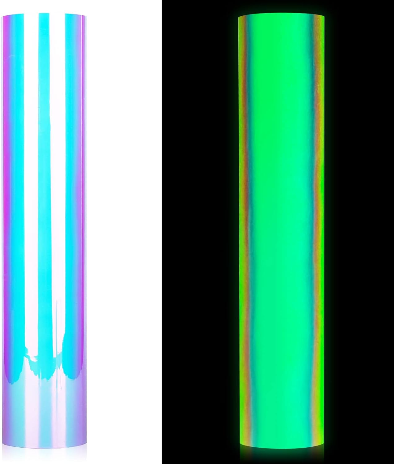 GIRAFVINYL Glow in the Dark Holographic Opal Vinyl - 12&rdquo; X 6Ft Glow in the Dark Permanent Vinyl Opal Holographic Vinyl Permanent White to Green for DIY Crafts Decor, image number 6