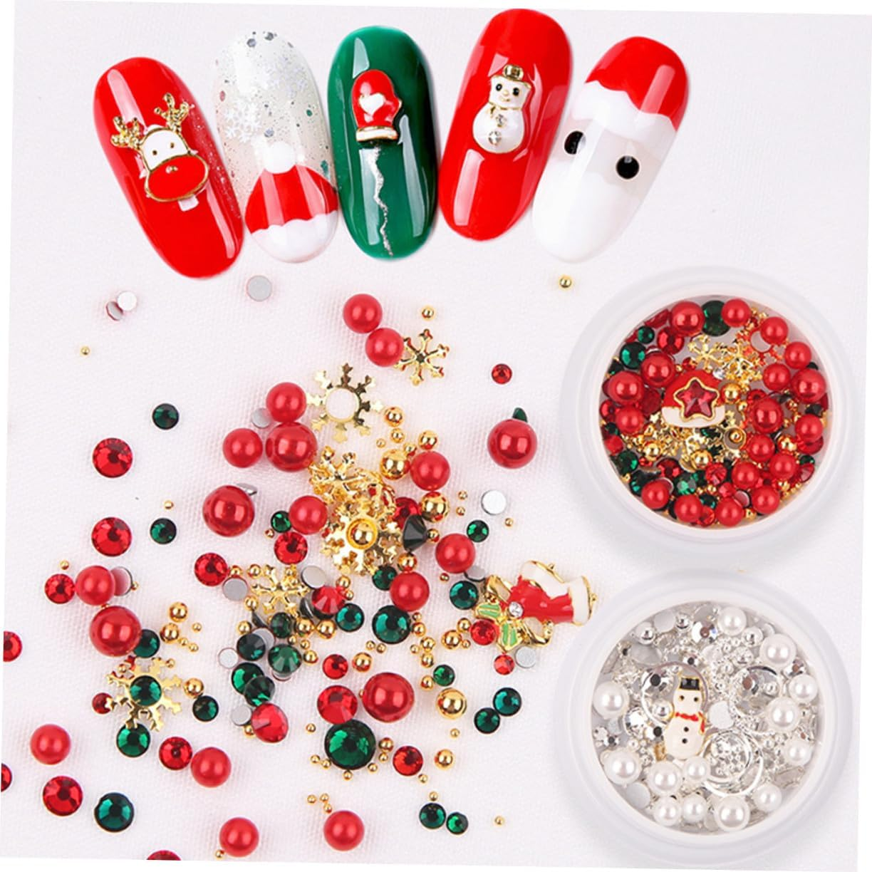 IWOWHERO Snowflake Nail Art Jewelry Alloy Nail Stickers Christmas Manicure Decorations image number 5