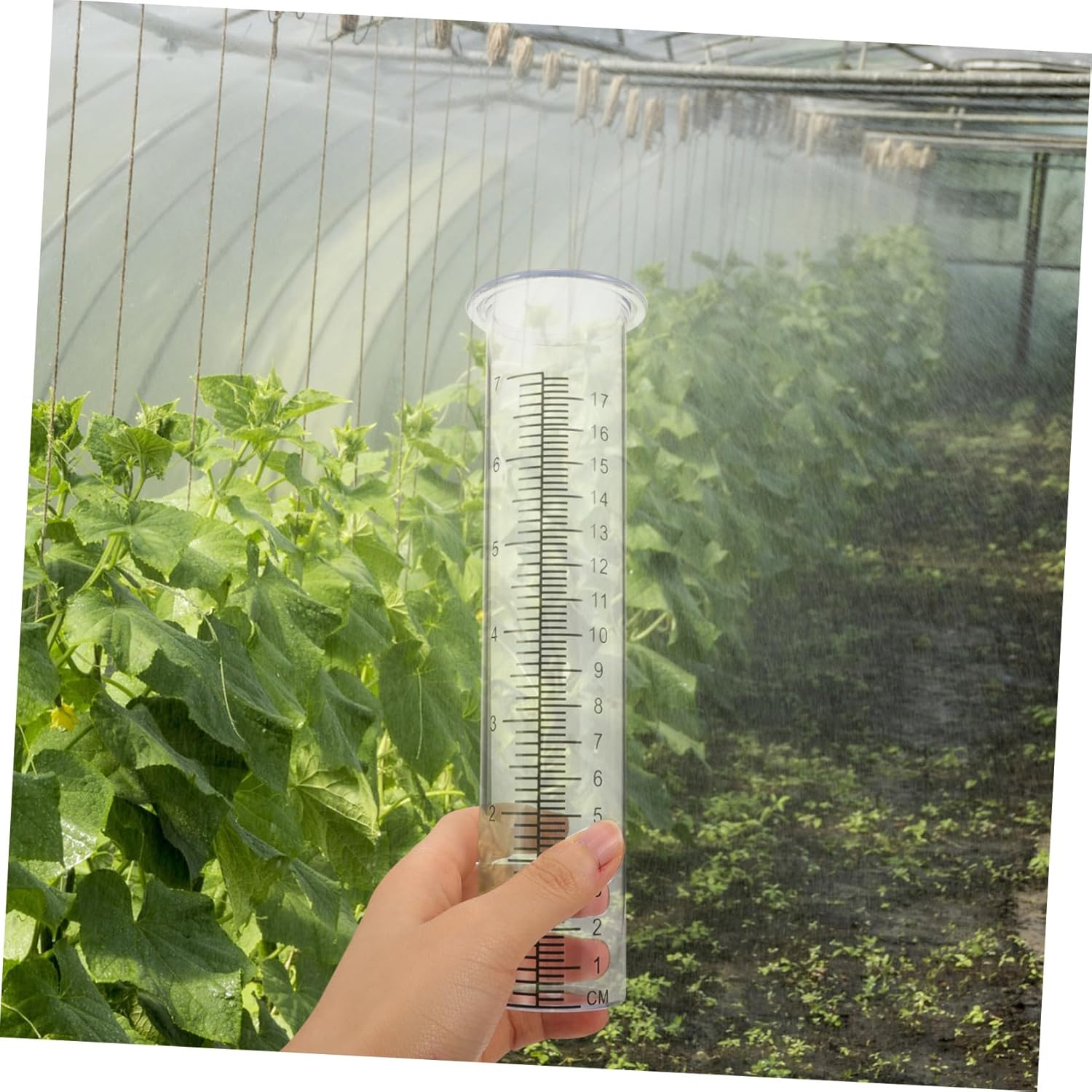 Toyvian 2Pcs Transparent Plastic Rain Gauges with Scale Rain Measuring Tubes for Garden Lawn Outdoor Water Collection and Precipitation Monitoring