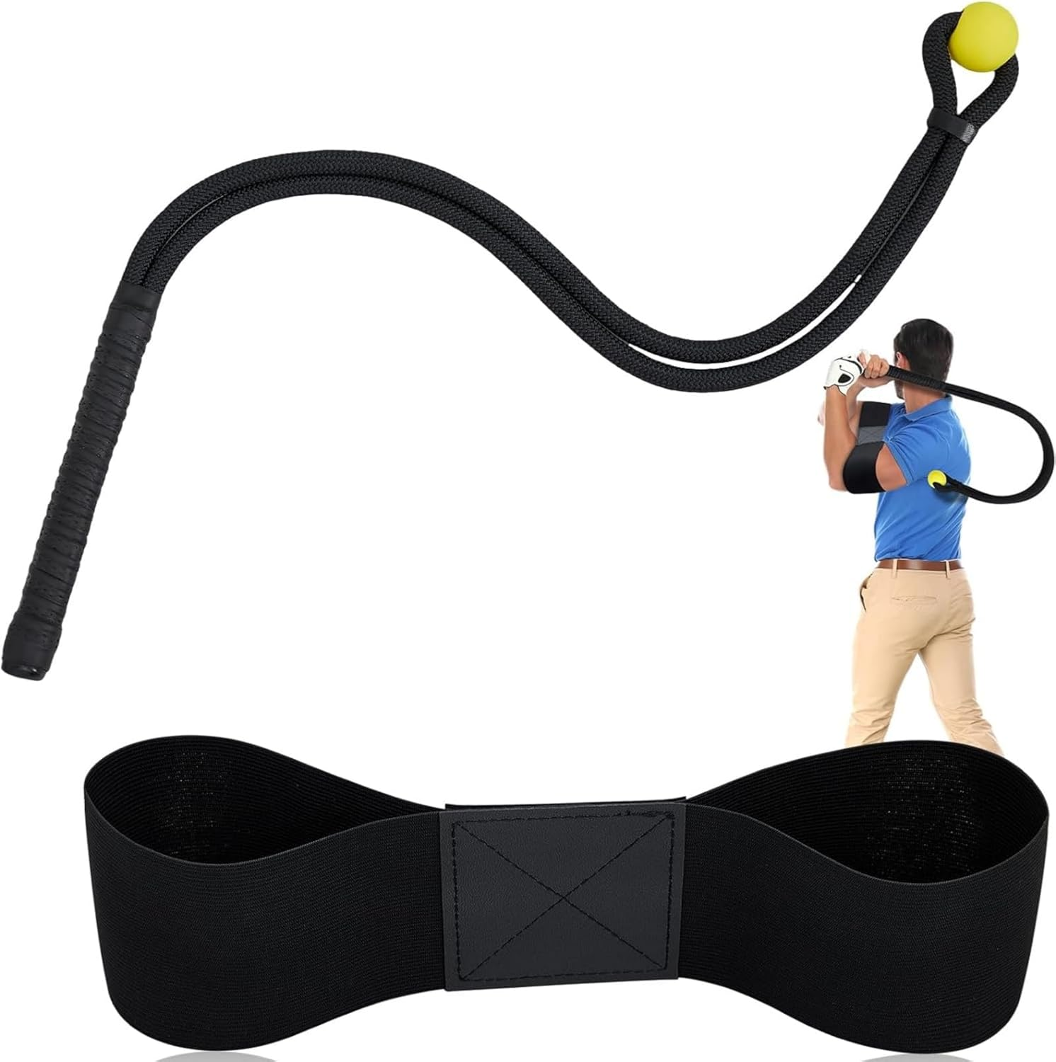 Golf Swing Rope Trainer - Golf Swing Training Aid for Beginner Indoor Outdoor Golf Practice, Warm-Up Exercise Posture Corrector, Improved Speed & Power Practice Equipment with Storage Bag image number 6