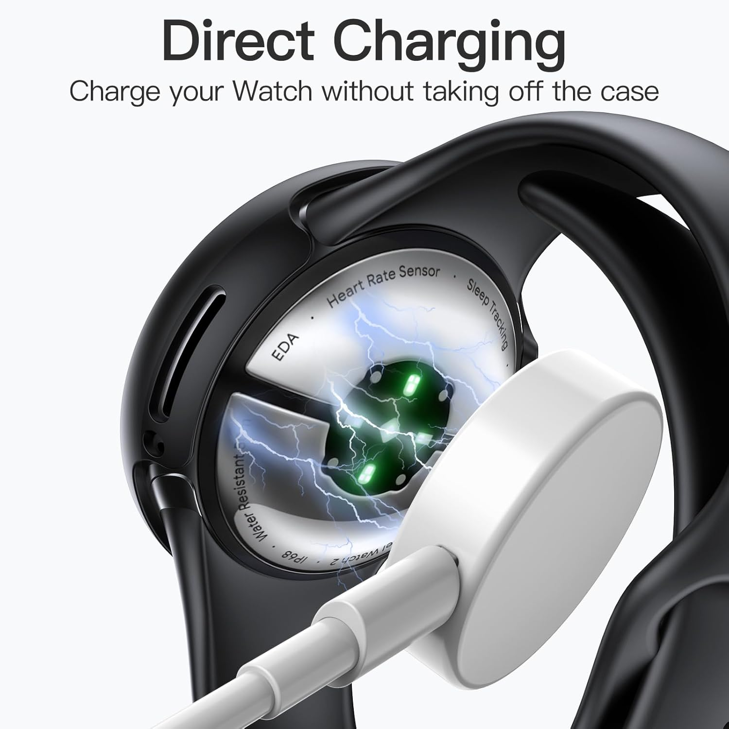 Jetech Case with Screen Protector for Google Pixel Watch 3/2/1 41Mm, Built-In 9H Tempered Glass Film Hard PC Bumper Full Coverage Protective Cover, 2-Pack (Black/Black) image number 4