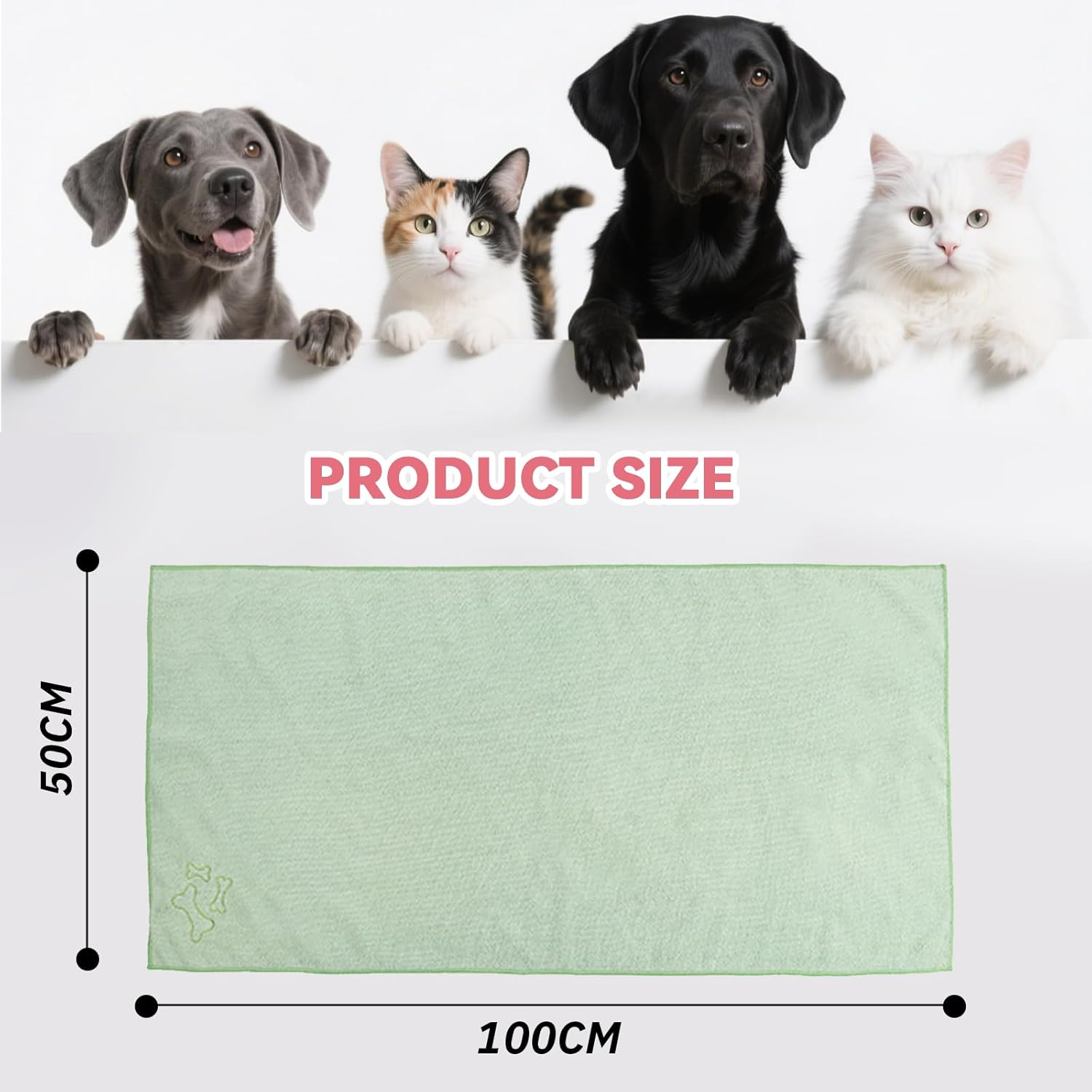 Quick Dry Dog Bath Towel Set of 3 Soft Absorbent Microfiber Pet Towels for Cats and Dogs Pink Grey Green Gentle Drying for Home and Outdoor Use image number 5