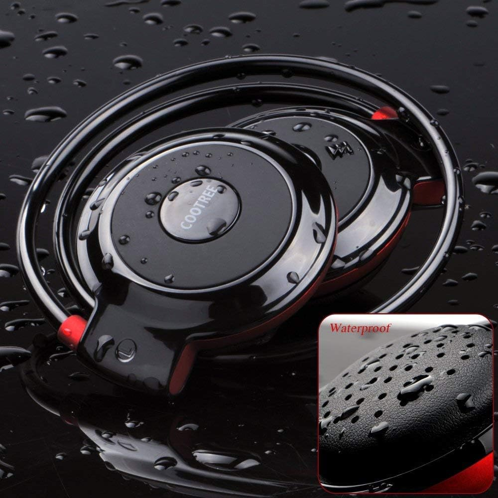 Cootree Wireless Headphone Sports Headset with Built in Microphone,Bluetooth Headphones behind the Head,Foldable and Carried in the Purse, Black/Red image number 5