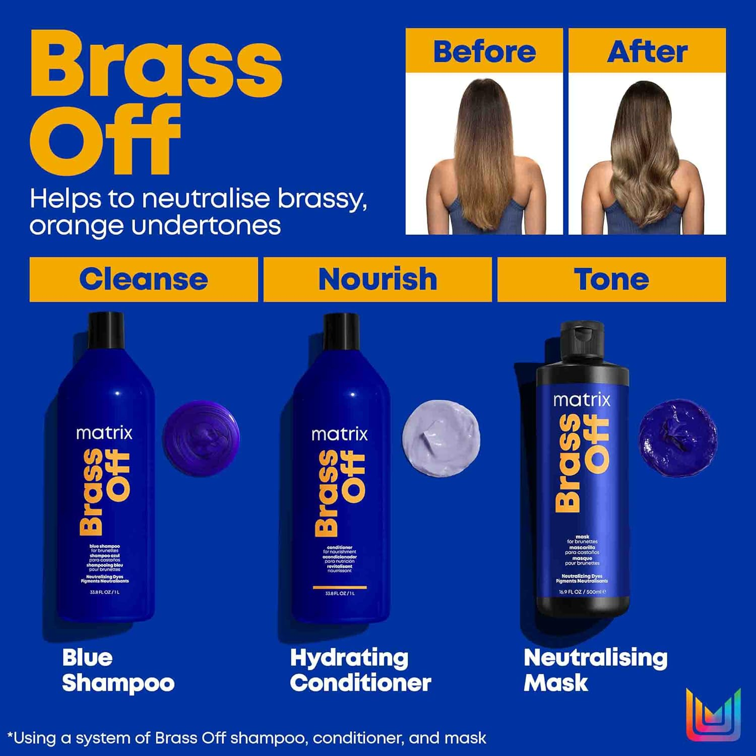 Matrix | Brass off | Blue Toning Shampoo to Correct Orange Undertones on Lightened Hair, Total Results image number 1