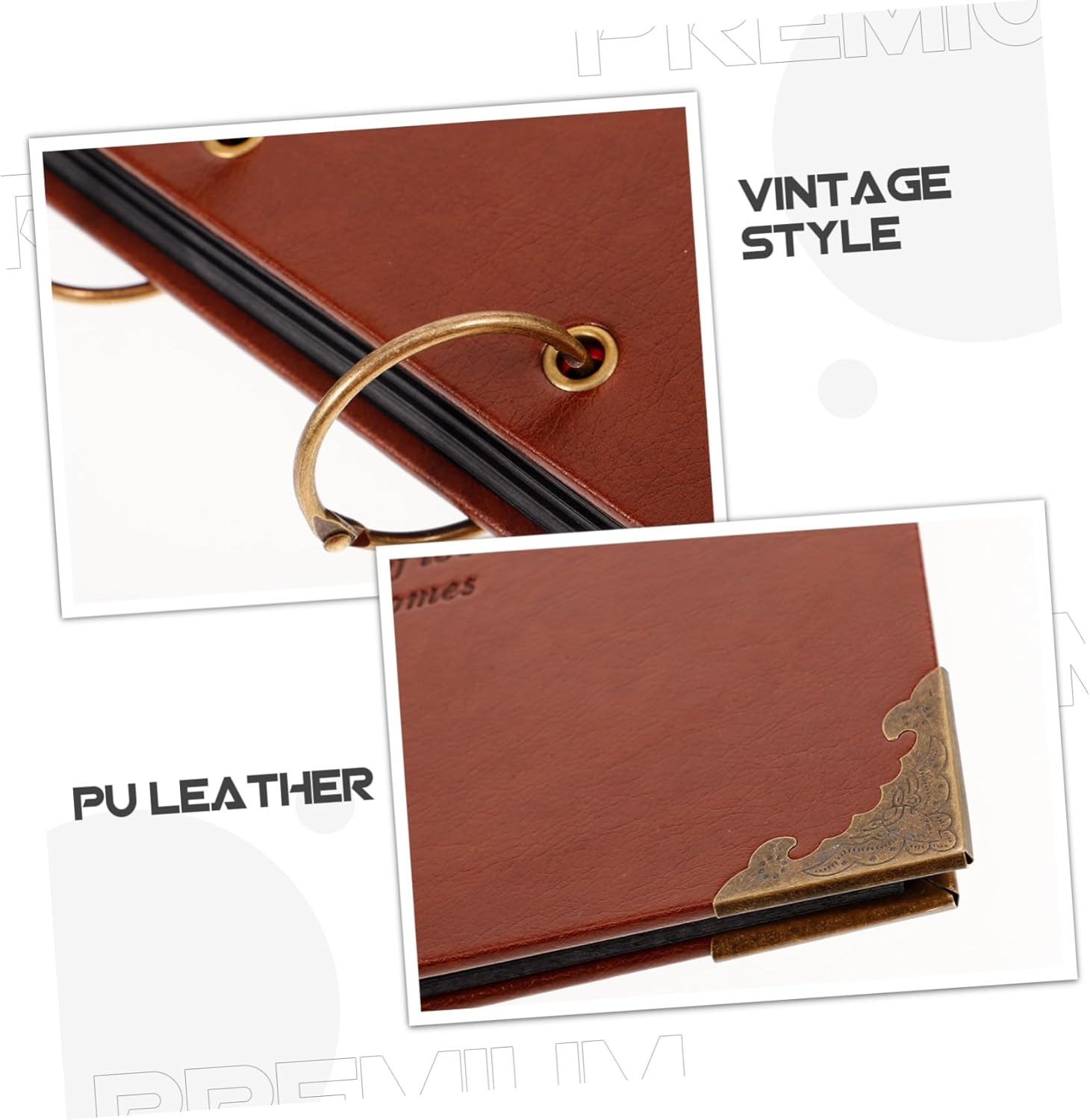 Garneck DIY Photo Album PU Cover Compact Scrapbook Album for Family Memories Travel Keepsake Lightweight Design for Friends Couples Present Option image number 2