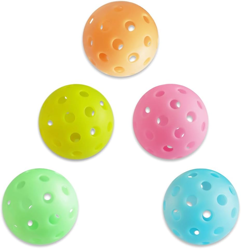 5 Pack Pickleballs Indoor Outdoor 74Mm Luminous Pickle Balls