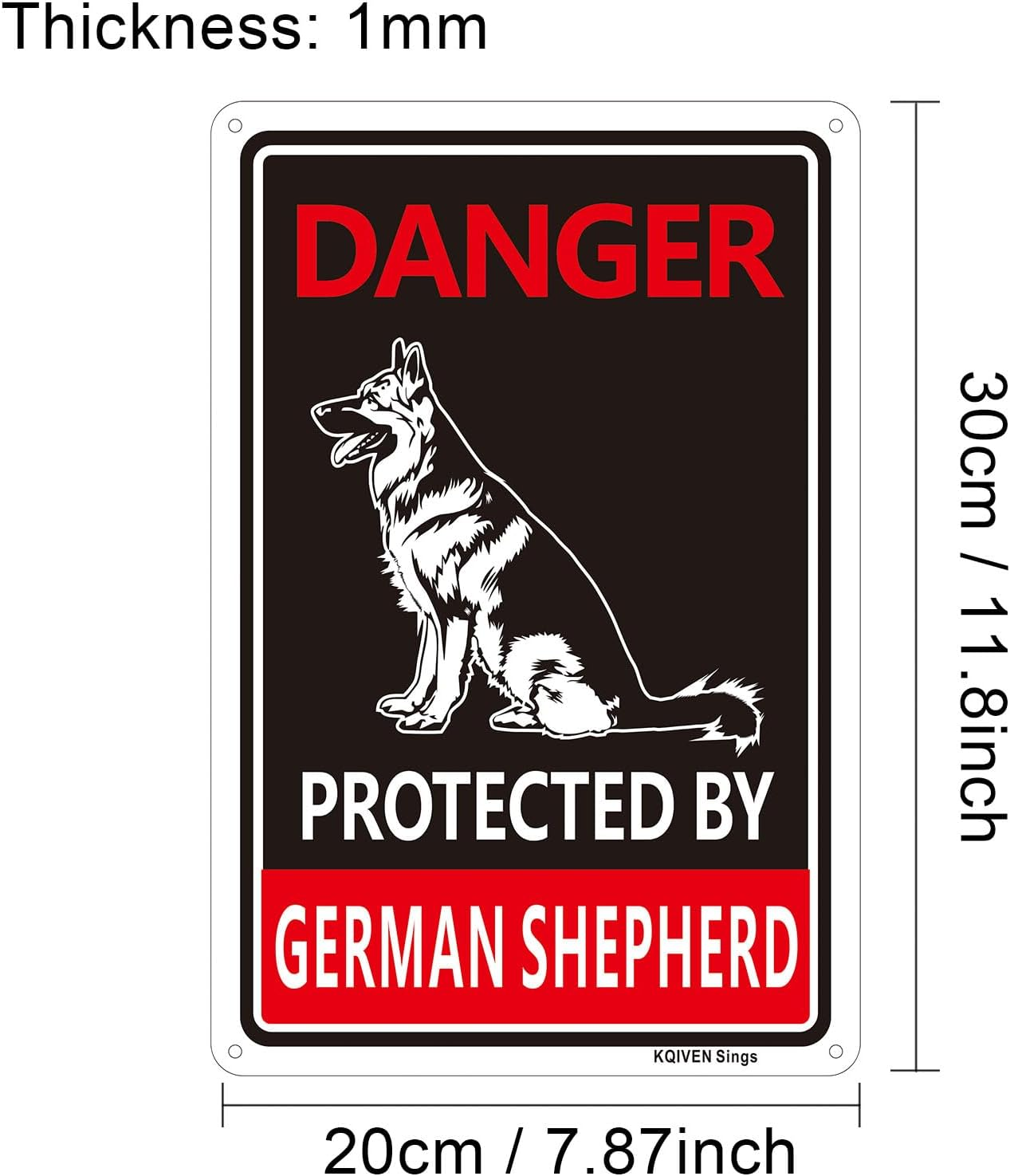 2 Pack 7.87 X 11.8 Inches Protected by German Shepherd Sign, Beware of Dog Sign, Easy to Mount, UV Protected, Weather, Resistant, Waterproof, Durable Ink image number 2