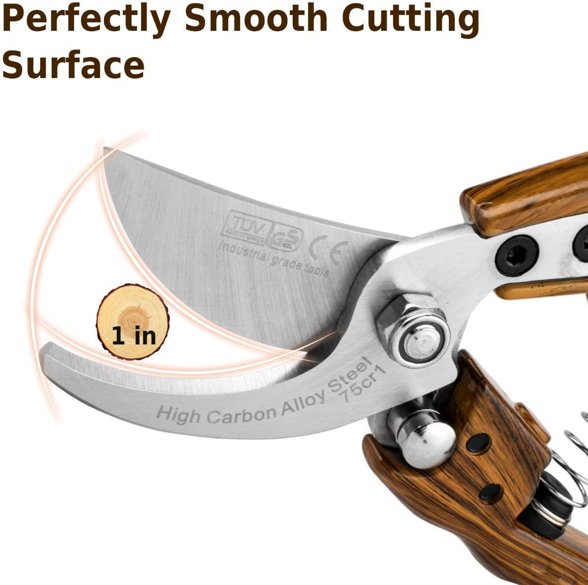 Professional Sharp Pruners, Garden Pruners, Tree Trimmers Secateurs, Bypass Pruning Shears, Secateurs, Hand Pruner, Garden Shears, Gardening Shears Clippers for Plants, Gardening Cutter (Wood Grain) image number 1