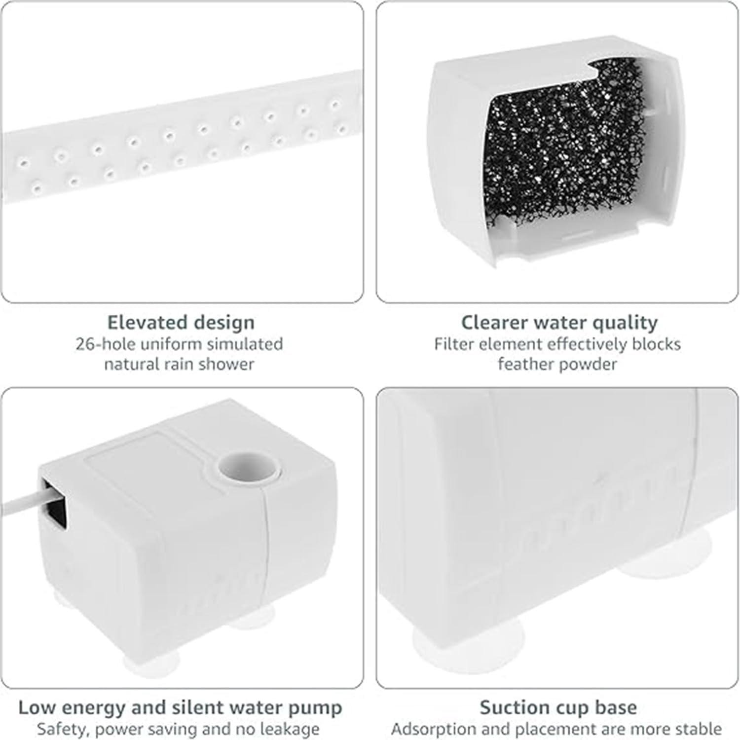 Automatic Bird Bath for Cage,Parakeet Bath with Pump Bird Shower Fountain Circulating Water Electric Parrot Bathtub Contains USB Power Plug for Cockatiel Lovebird