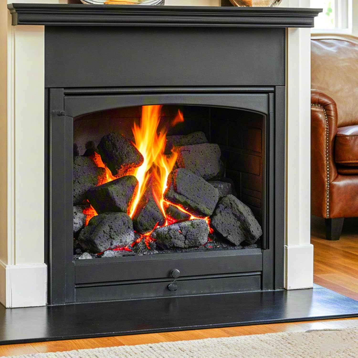 1.2-2"(3-5Cm) Black Lava Rocks for Fire Pit Rocks for Propane Fire Pit, Lava Rocks for Gas Fireplace, Gas Fireplace Rocks, Volcanic Rock Bread, Gas Fireplace Ethanol Fireplace Fire Glass, 5Lb(2.3Kg) image number 2