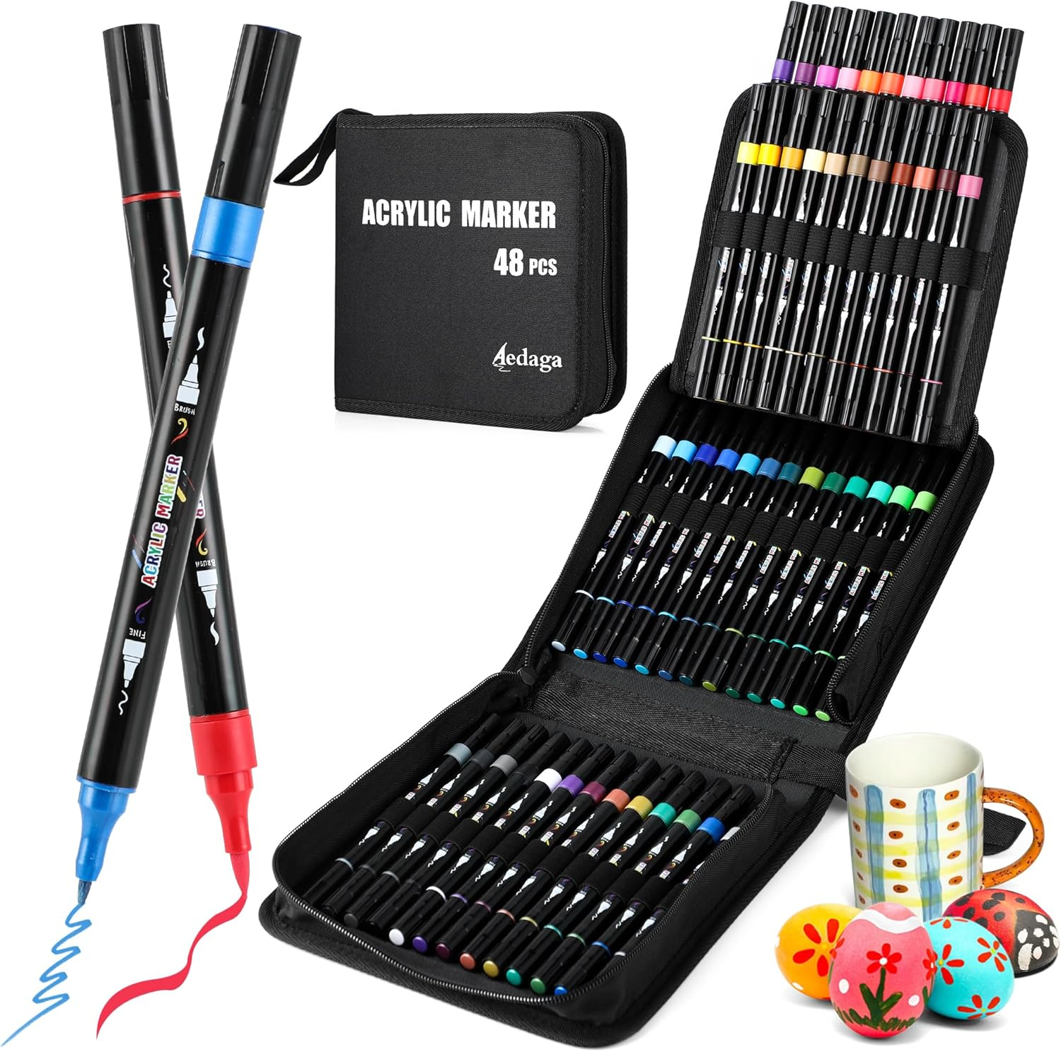 30 Colors Dual Tip Acrylic Paint Pens, Acrylic Paint Markers Set for Rock Painting, Wood, Ceramic, Canvas, Calligraphy,Diy Crafts Art Supplies