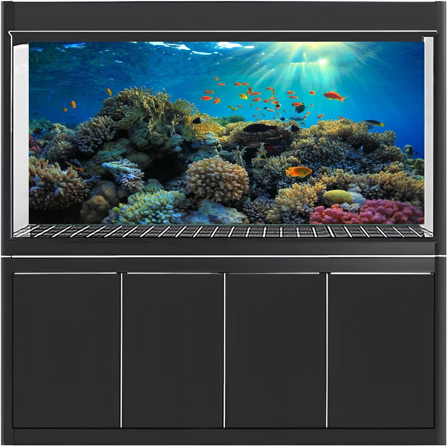 MIRRORANG 120X61Cm Durable Vinyl Aquarium Background Coral Tropical Fish Underwater World Fish Tank Background image number 3