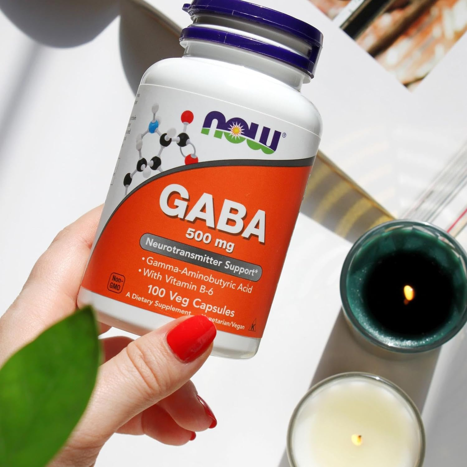 Now Supplements, GABA (Gamma-Aminobutyric Acid)500 Mg + B-6, 100 Count, Veg Capsules image number 1